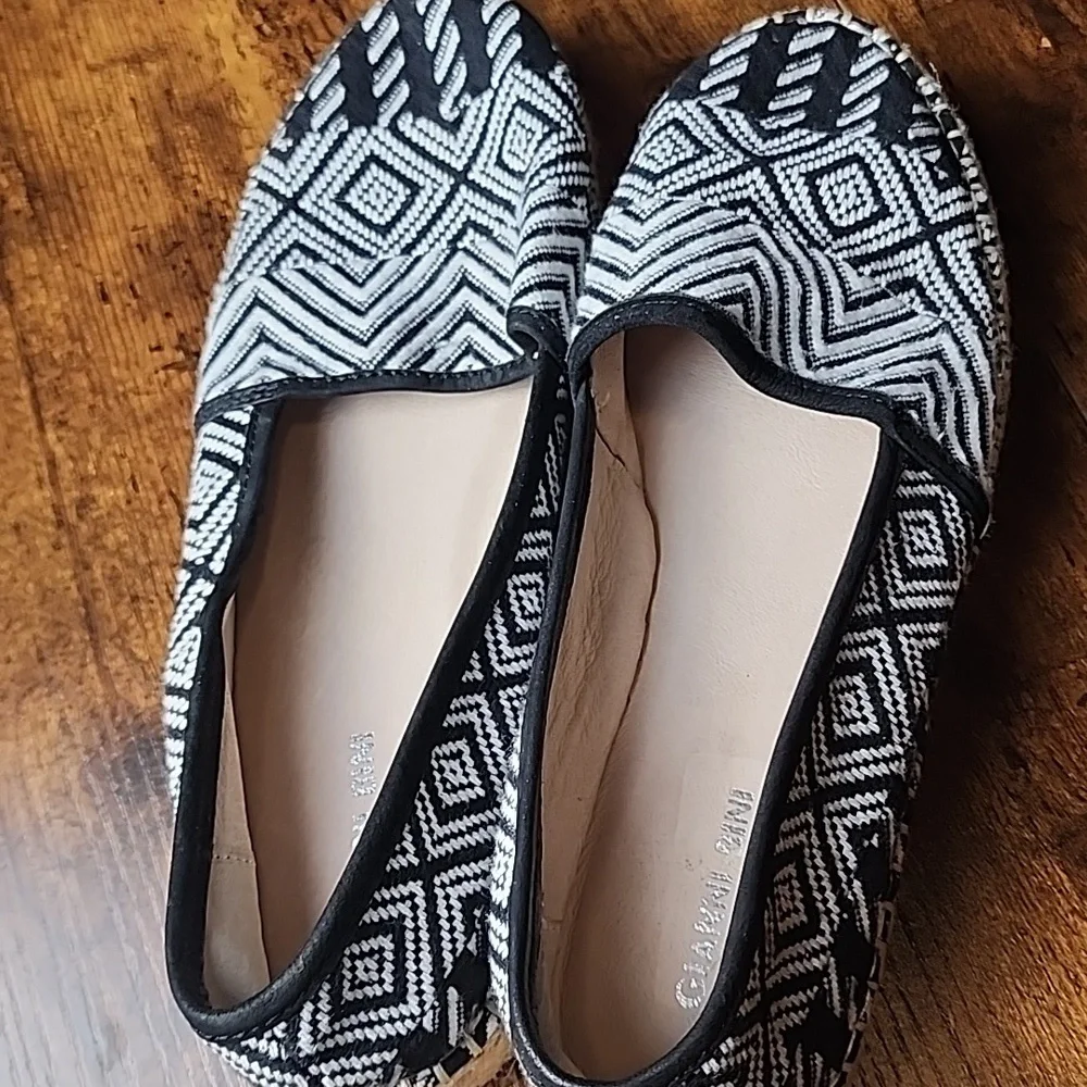 GIANNI BINI | Black White BruxieTwo Tribal Aztec Espadrille Platform Flats | 9.5